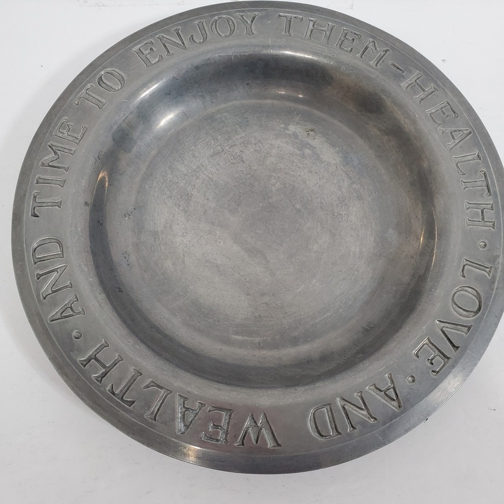 Leonard Duratale Bowl Plate Italy Pewter 9in Health Love Wealth‎